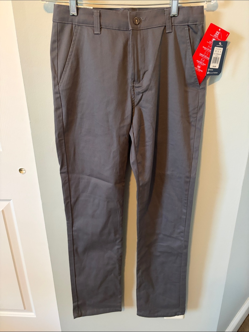 NWT Chaps Flat Front Grey Pants - Boys size 16